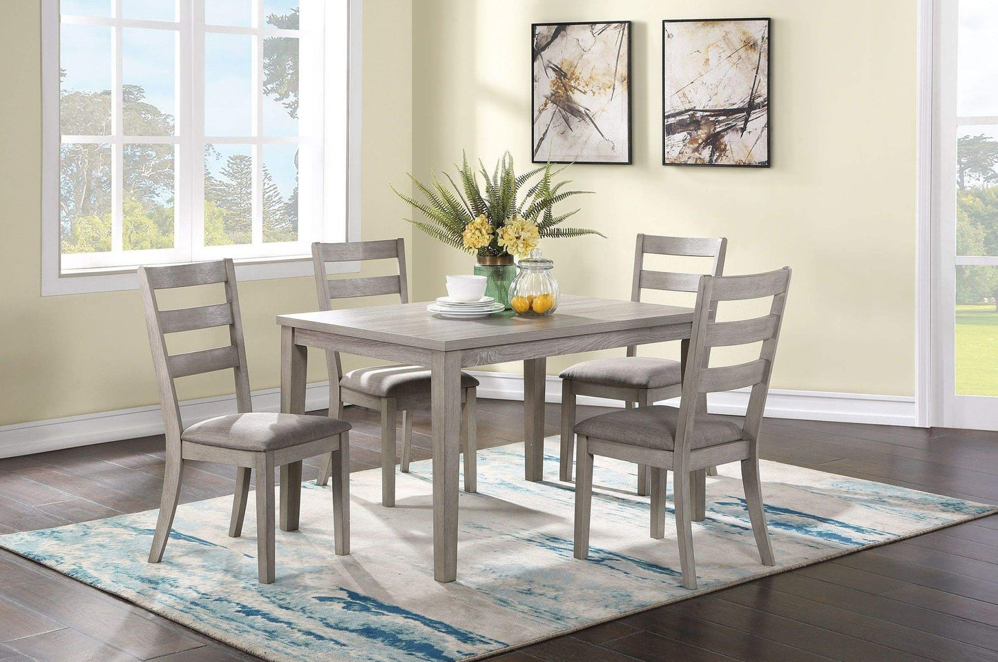 5-Piece Dining Set with Marble-Style Table